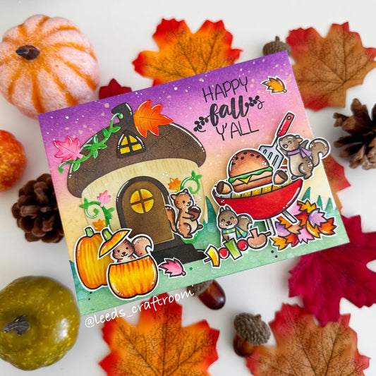 Autumn-themed Handmade 3D Card with Squirrels